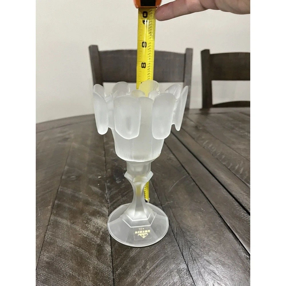 Viking Finnish Crown Satin Crystal Glass‎ Peg Votive Candle Stick Label